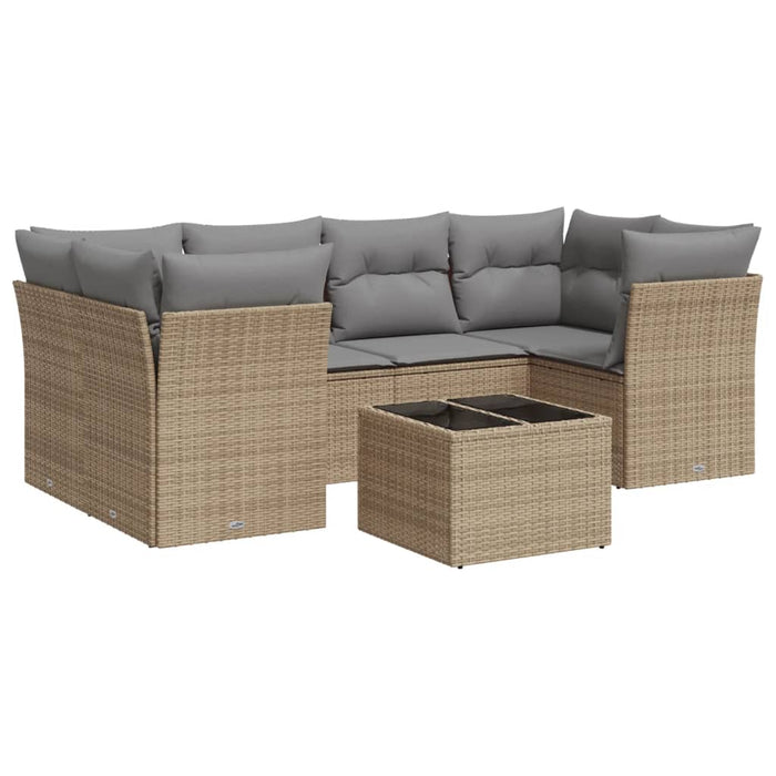 Set Divani da Giardino 7 pz con Cuscini Beige in Polyrattancod mxl 113590