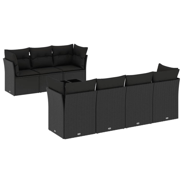 Set Divani da Giardino con Cuscini 8 pz Nero in Polyrattancod mxl 89431