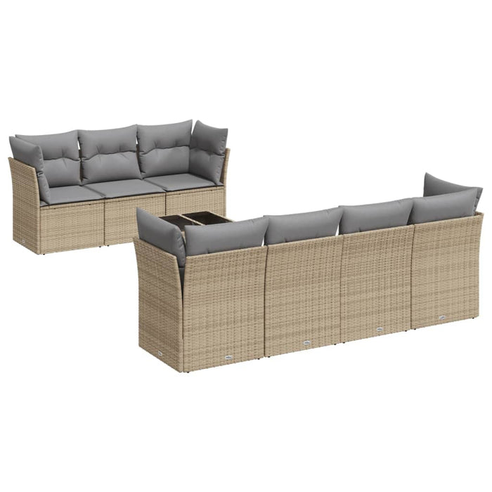 Set Divano da Giardino 8 pz con Cuscini Beige in Polyrattan 3217279