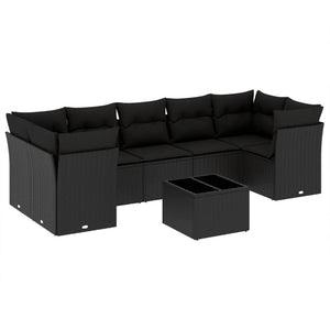 Set Divani da Giardino con Cuscini 8 pz Nero in Polyrattan 3217285