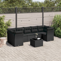 Set Divani da Giardino con Cuscini 8 pz Nero in Polyrattan 3217285