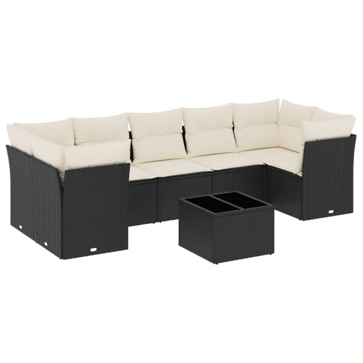 Set Divani da Giardino con Cuscini 8 pz Nero in Polyrattan 3217286