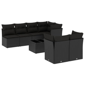 Set Divani da Giardino con Cuscini 8 pz Nero in Polyrattancod mxl 111775