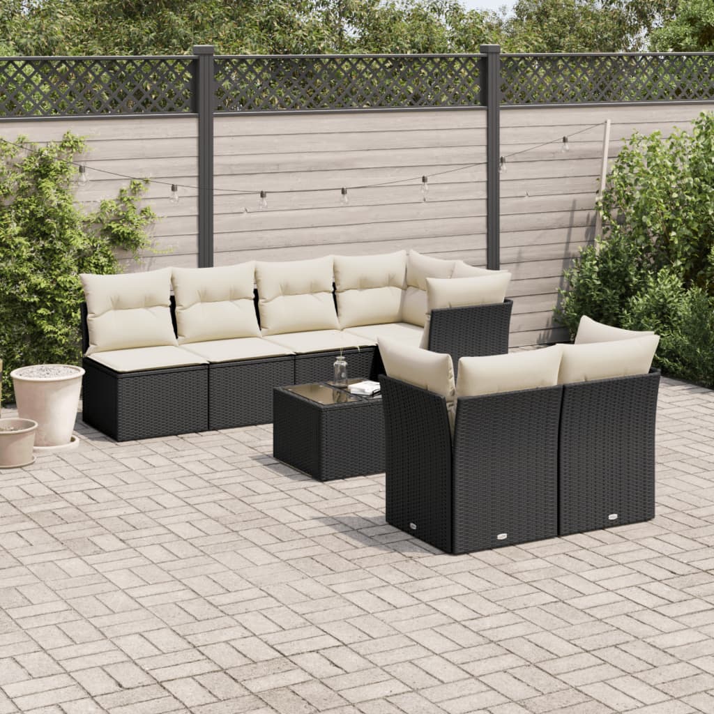 Set Divani da Giardino con Cuscini 8 pz Nero in Polyrattancod mxl 89294