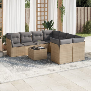 Set Divano da Giardino 9 pz con Cuscini Beige in Polyrattancod mxl 111370