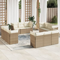 Set Divani da Giardino 12 pz con Cuscini Beige in Polyrattan 3217328