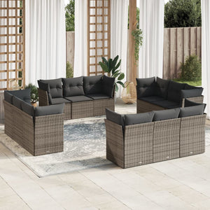 Set Divani da Giardino 12 pz con Cuscini Grigio in Polyrattancod mxl 91848