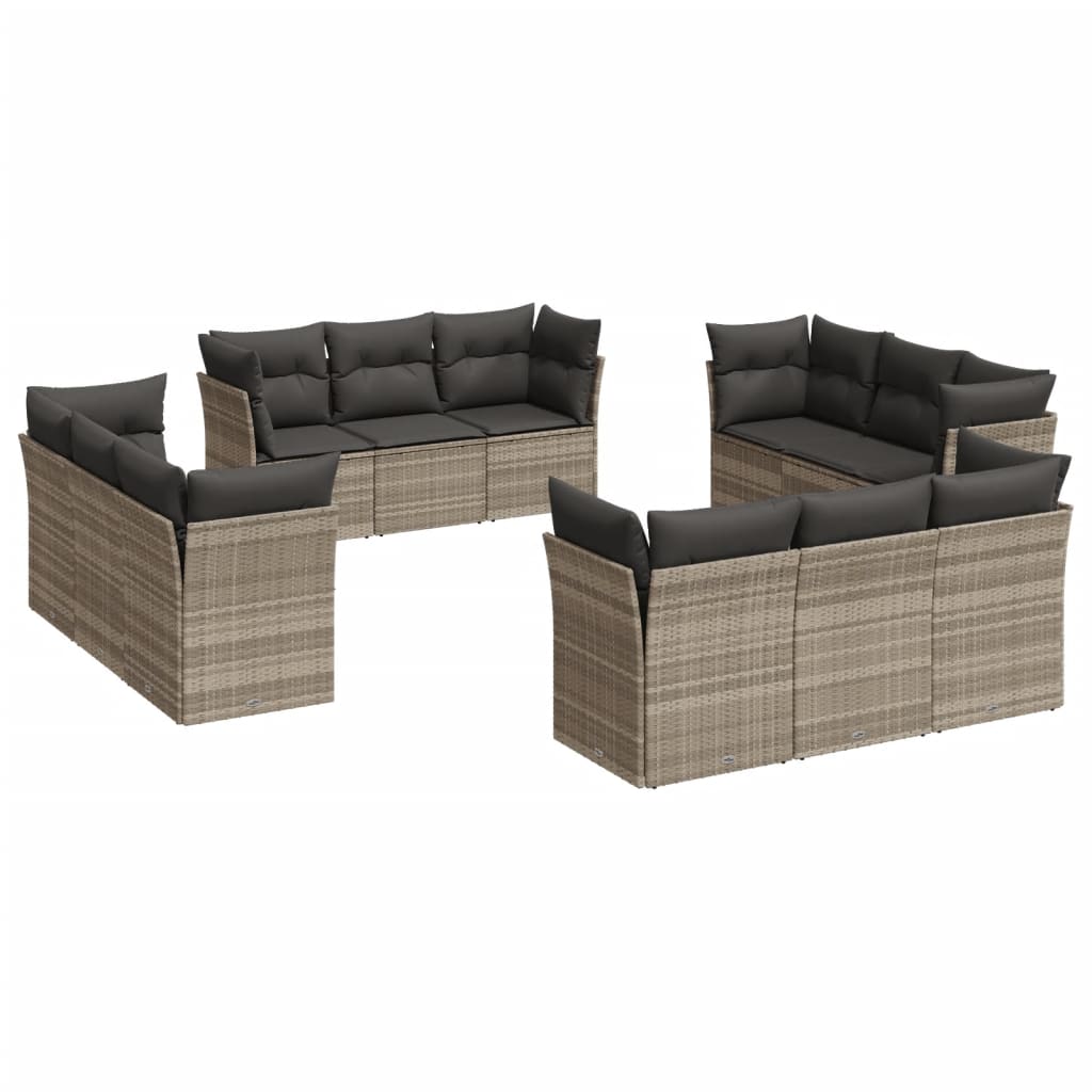 Set Divano Giardino 12 pz con Cuscini Grigio Chiaro Polyrattan 3217332