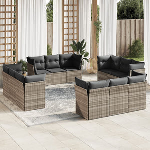 Set Divano Giardino 12 pz con Cuscini Grigio Chiaro Polyrattan 3217332