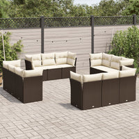 Set Divani da Giardino 12 pz con Cuscini Marrone in Polyrattan 3217333