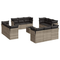 Set Divani Giardino 13 pz con Cuscini Grigio Chiaro Polyrattan 3217342