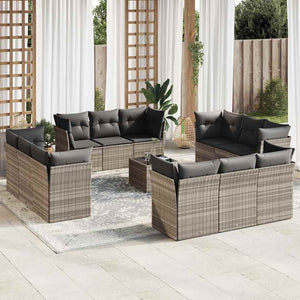 Set Divani Giardino 13 pz con Cuscini Grigio Chiaro Polyrattan 3217342