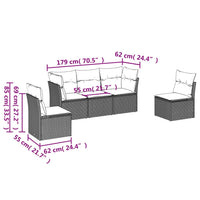 Set Divani da Giardino 5 pz con Cuscini in Polyrattan Nerocod mxl 111393