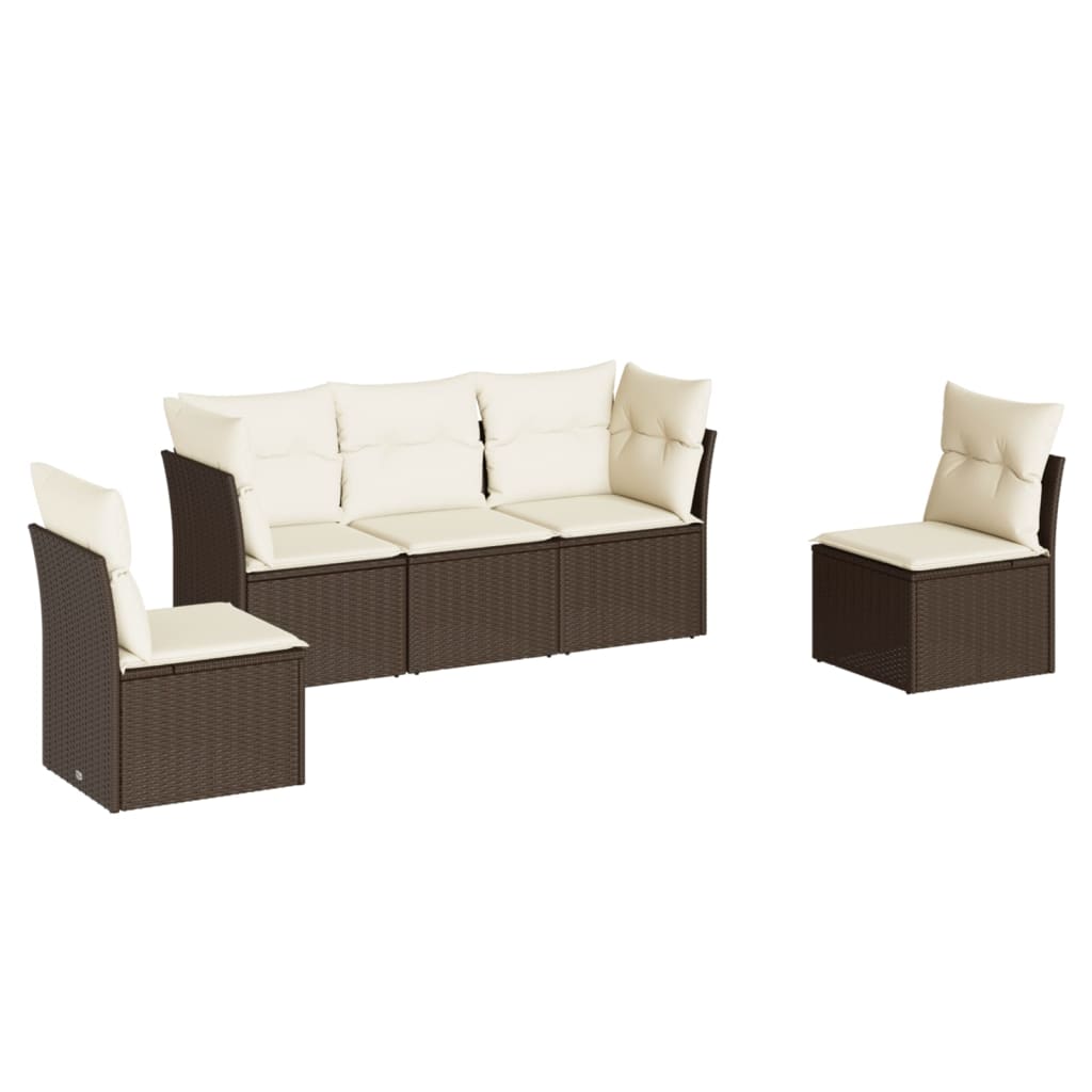 Set Divano da Giardino 5 pz con Cuscini Marrone in Polyrattancod mxl 87388