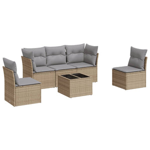 Set Divano da Giardino 6 pz con Cuscini Beige in Polyrattancod mxl 113229