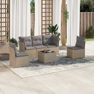 Set Divano da Giardino 6 pz con Cuscini Beige in Polyrattancod mxl 113229