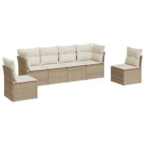 Set Divano da Giardino 6 pz con Cuscini Beige in Polyrattan 3217368