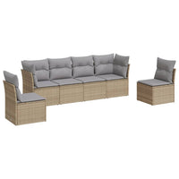 Set Divano da Giardino 6 pz con Cuscini Beige in Polyrattan 3217369