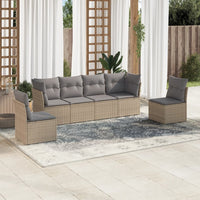 Set Divano da Giardino 6 pz con Cuscini Beige in Polyrattan 3217369