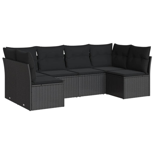 Set Divano da Giardino 6 pz con Cuscini Nero in Polyrattan 3217385