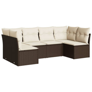 Set Divano da Giardino 6 pz con Cuscini Marrone in Polyrattan 3217393