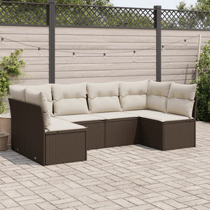 Set Divano da Giardino 6 pz con Cuscini Marrone in Polyrattan 3217393