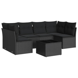 Set Divani da Giardino con Cuscini 7pz Nero Polyrattan 3217395