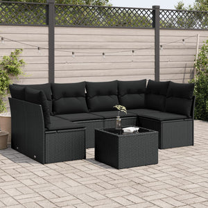 Set Divani da Giardino con Cuscini 7pz Nero Polyrattan 3217395