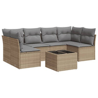 Set Divani da Giardino 7 pz con Cuscini Beige in Polyrattancod mxl 111398