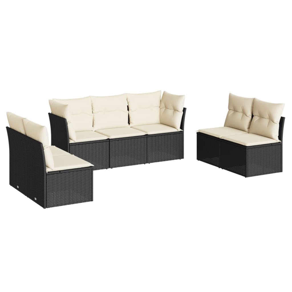 Set Divani da Giardino con Cuscini 7pz Nero Polyrattan 3217406