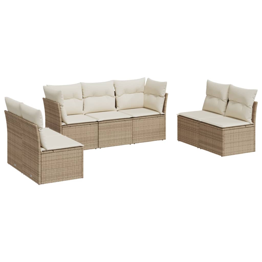 Set Divani da Giardino 7 pz con Cuscini Beige in Polyrattancod mxl 87391