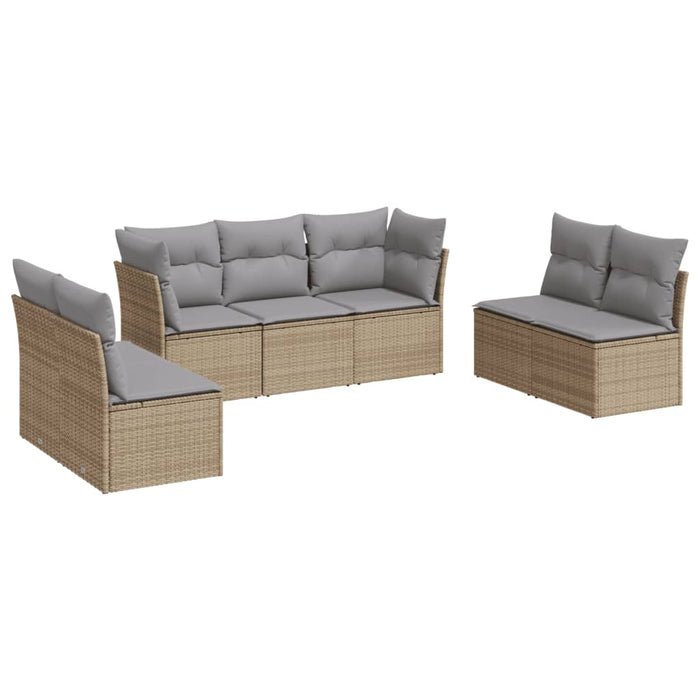 Set Divani da Giardino 7 pz con Cuscini Beige in Polyrattan 3217409