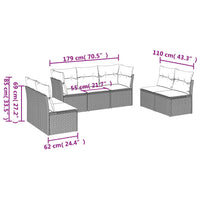 Set Divani da Giardino 7 pz con Cuscini Marrone in Polyrattan 3217413