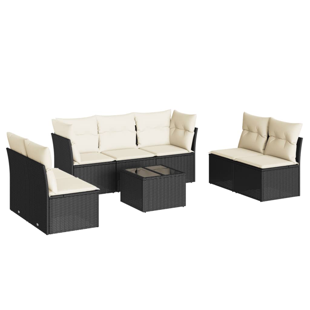 Set Divani da Giardino con Cuscini 8 pz Nero in Polyrattan 3217416