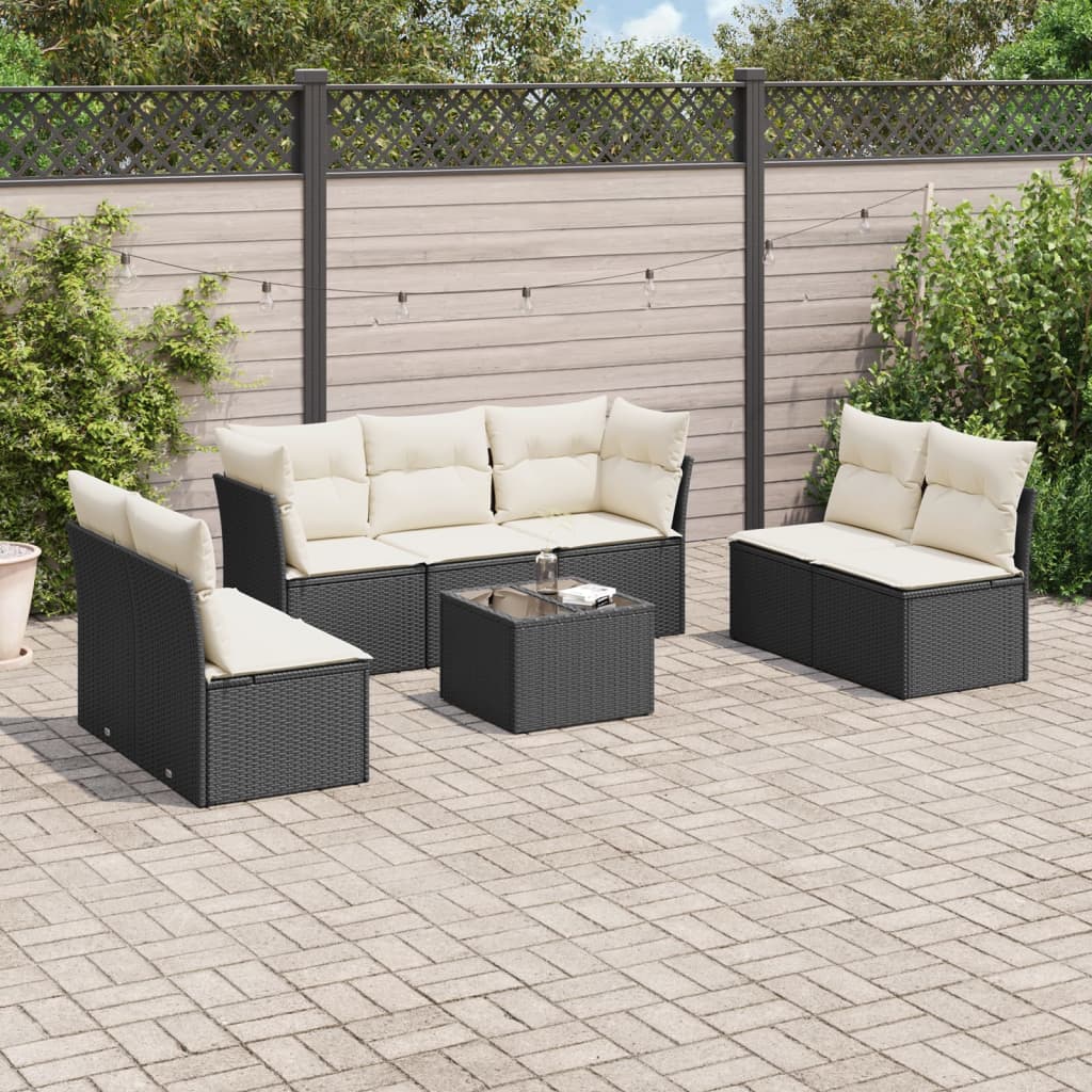 Set Divani da Giardino con Cuscini 8 pz Nero in Polyrattancod mxl 113492