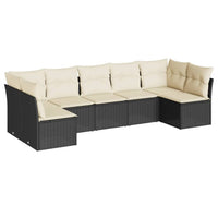 Set Divani da Giardino con Cuscini 7pz Nero Polyrattan 3217426