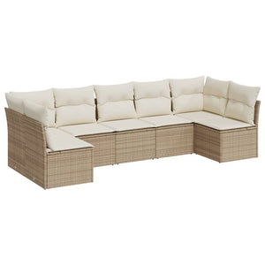 Set Divani da Giardino 7 pz con Cuscini Beige in Polyrattan 3217428