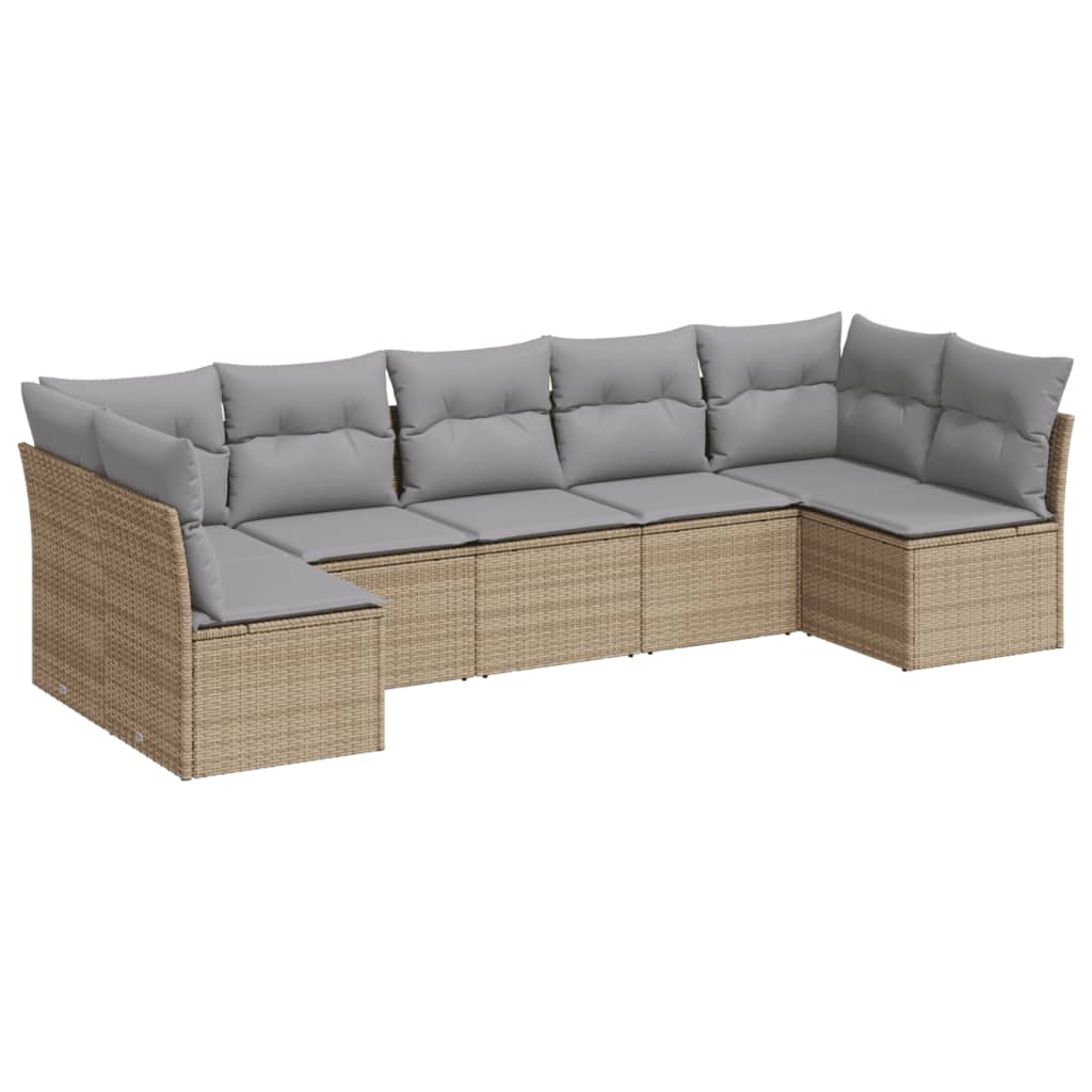 Set Divani da Giardino 7 pz con Cuscini Beige in Polyrattancod mxl 88589