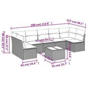 Set Divani da Giardino con Cuscini 8 pz Nero in Polyrattancod mxl 89252