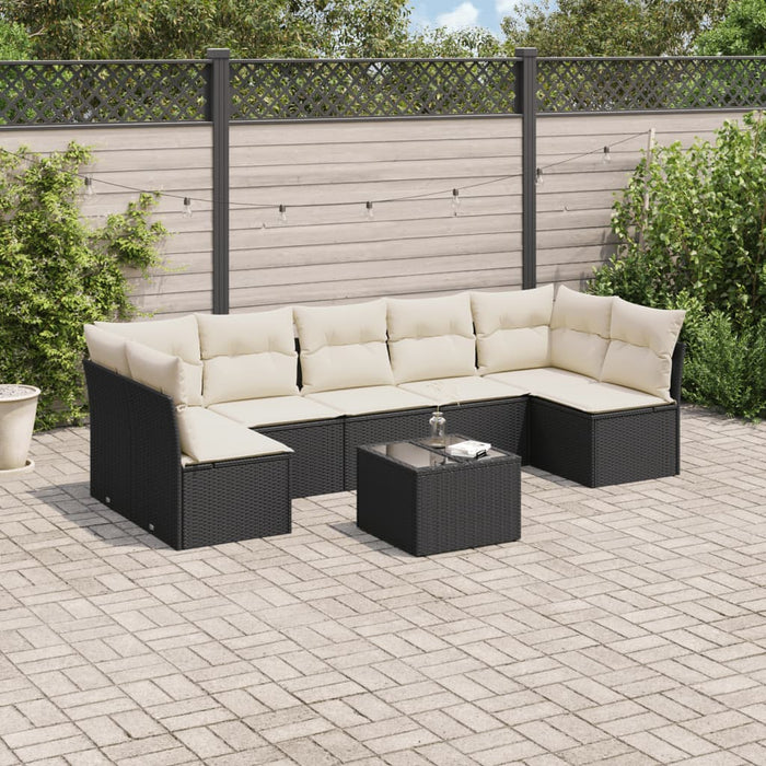 Set Divani da Giardino con Cuscini 8 pz Nero in Polyrattancod mxl 89252