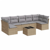 Set Divano da Giardino 8 pz con Cuscini Beige in Polyrattan 3217439