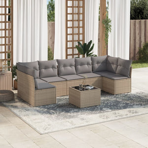 Set Divano da Giardino 8 pz con Cuscini Beige in Polyrattan 3217439