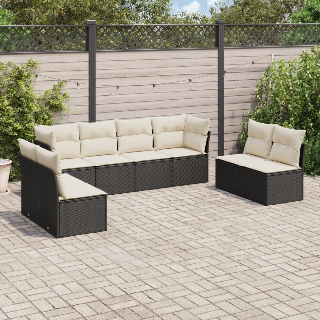 Set Divani da Giardino con Cuscini 8 pz Nero in Polyrattan 3217446