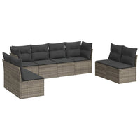 Set Divano da Giardino 8 pz con Cuscini Grigio in Polyrattan 3217450