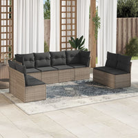 Set Divano da Giardino 8 pz con Cuscini Grigio in Polyrattan 3217450