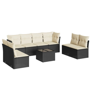 Set Divani da Giardino 9 pz con Cuscini Nero in Polyrattan 3217456