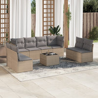 Set Divano da Giardino 9 pz con Cuscini Beige in Polyrattan 3217459