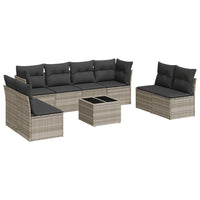 Set Divano da Giardino 9pz con Cuscini Grigio Chiaro Polyrattan 3217462