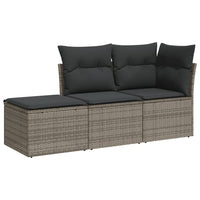 Set Divani da Giardino 3 pz con Cuscini Grigio in Polyrattan 3217470