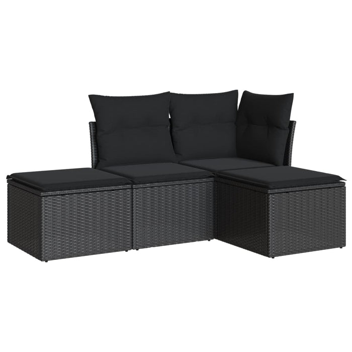 Set Divani da Giardino 4 pz con Cuscini Nero in Polyrattancod mxl 113928